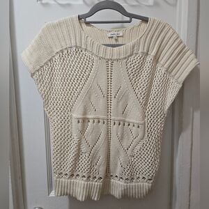 Another Love Nelly Cypress Cream Crochet Sweater Top • Small • Boho Cottagecore